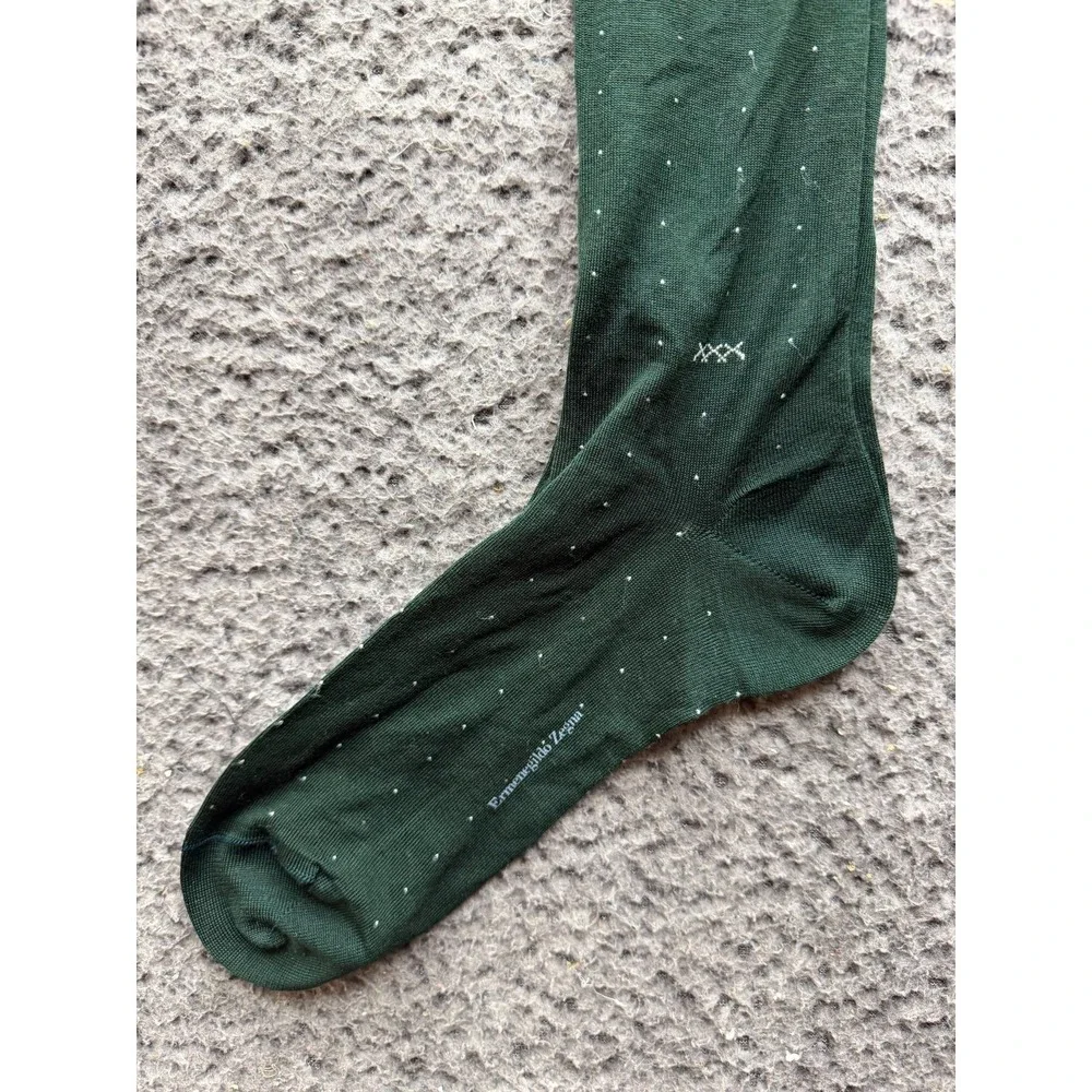 NWT Ermenegildo Zegna Lightspeed Pois Knee Sock Spruce One Size Unisex